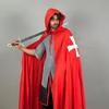 Red Templar Cloak Holy Cross Templar Crusader Cloak Upper Inner with Chainmail Medieval Knight Armor Cloak LARP Cosplay Costume