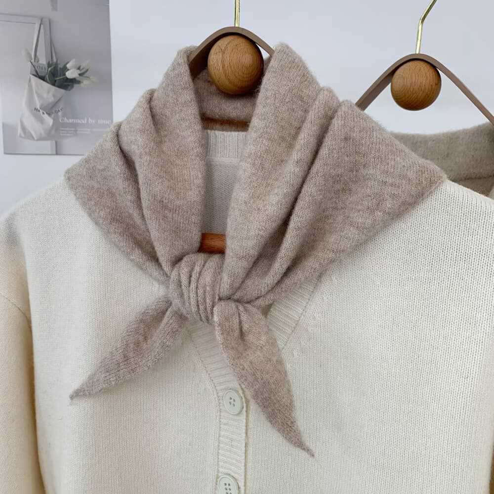 Solid color multi-functional knitted scarf autumn and winter triangle scarf headscarf thermal shawl knitted scarf face scarf