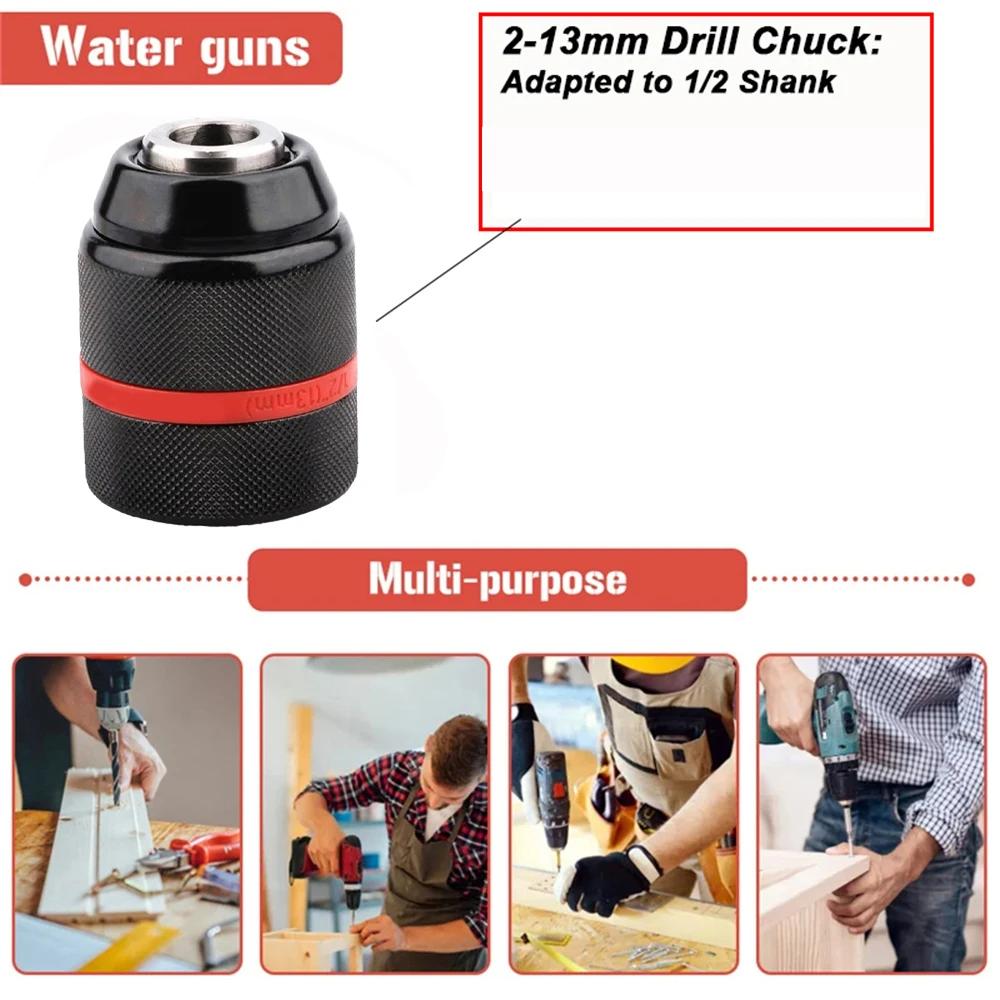 2mm-13mm Metal Keyless Drill Chuck,3Jaw Self-locking Ratchet Chuck,1/2-20UNF Threaded,Chuck for Drill Bit Screwdriver Tap&Socket
