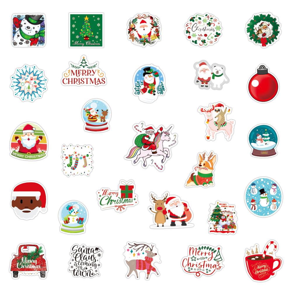 50Pcs Cartoon Christmas Stickers For Multi-Surface Decor (Wall Luggage Guitar)