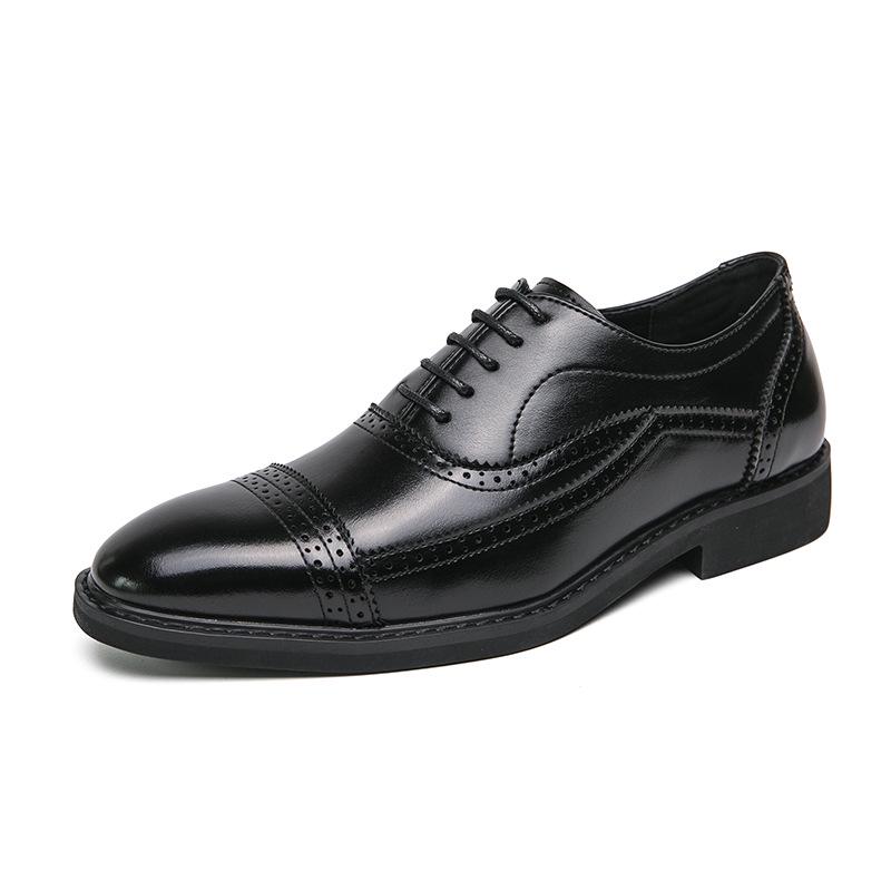 Men s Retro Brogue Leather Loafers - Large Size, Formal Wedding Shoes 42 чёрный