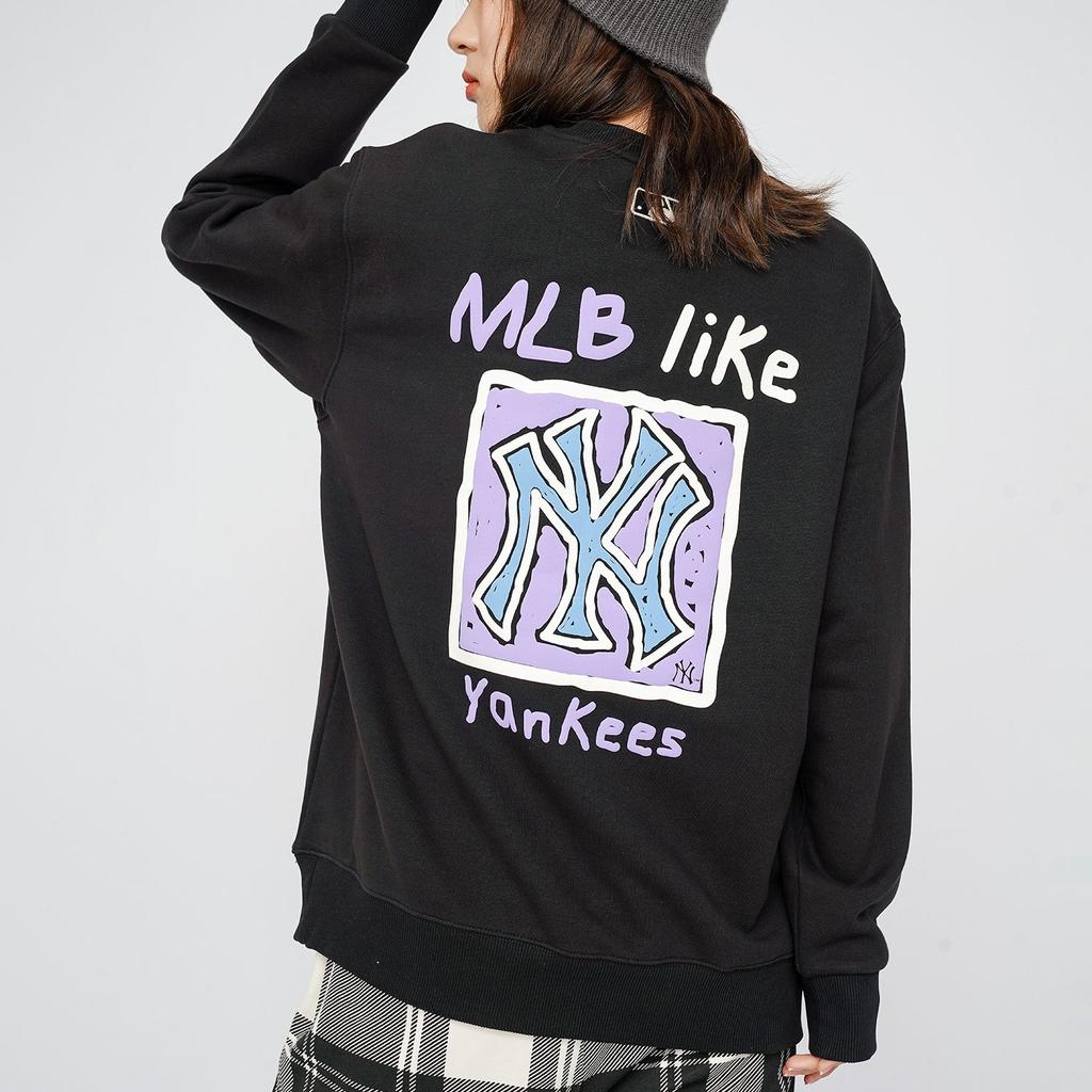 MLB New York Yankees Sweatshirts Unisex Black Crew Neck Moderate Regular 3AMTL0414-50BKS