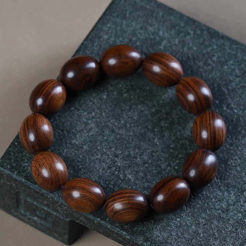 Purple Rosewood & Green Sandalwood Bead Bracelet: Irregular Design with Buddhist Beads for Men and Women