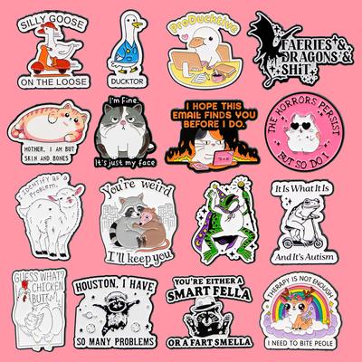 Lustige Katze Gans Emaille Pins Cartoon Tiere Zitat Pin Damen Brosche Abzeichen auf Rucksack Kostümzubehör Modeschmuck Geschenk
