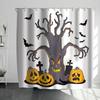Horrific Shower Curtains Halloween 3D Print Fabric Pastel Waterproof Bathroom Curtain Pumpkin Bat Print Home Decor with Hooks