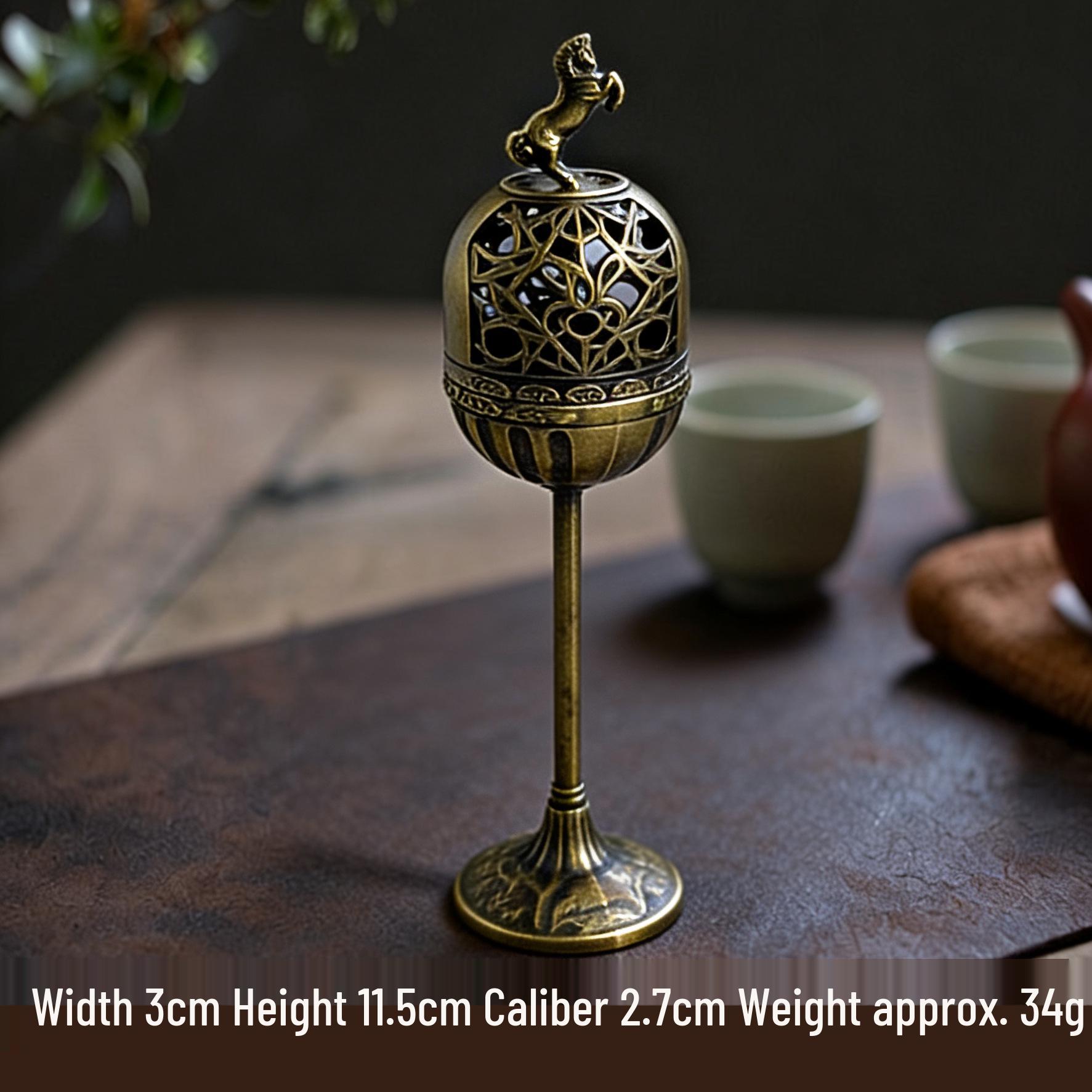 Elegant Vertical Palace Lantern Alloy Incense Burner – High-Footed Indoor Ornament for Home Use