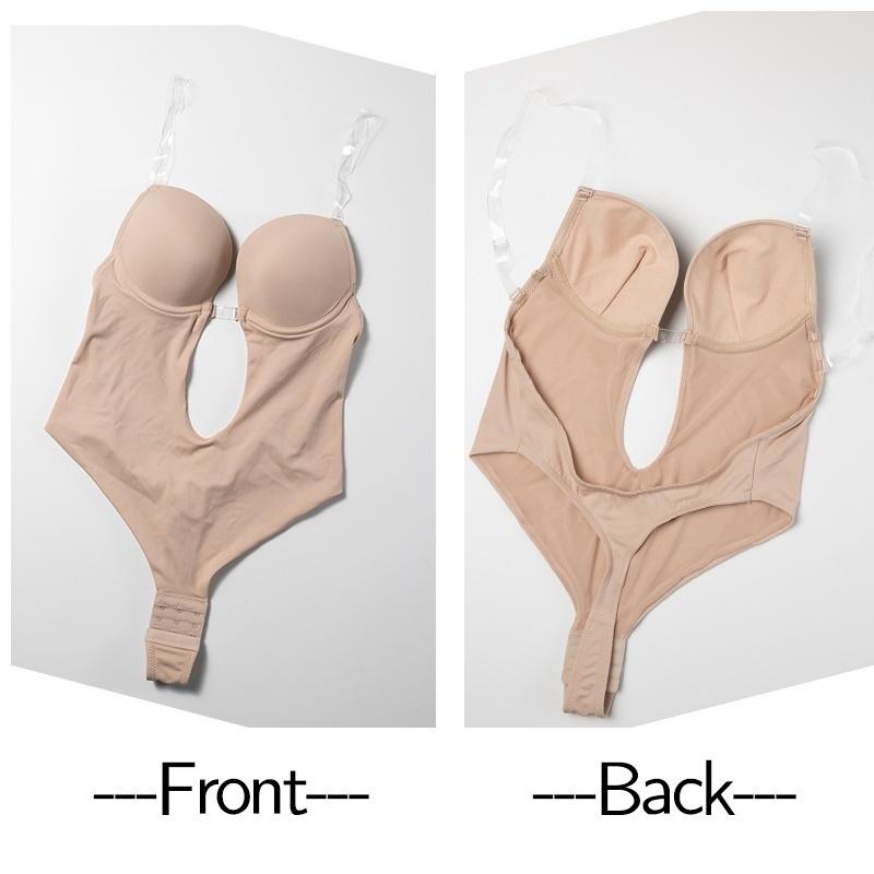 Women's Deep V One-piece Underwear Bra with Steel Ring Back Tube Top Full Body Shaper