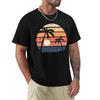 Minimalist Retrowave Sunset Palms With Distress Effect TShirt Tops Custom T Shirt Workout Shirts for Men