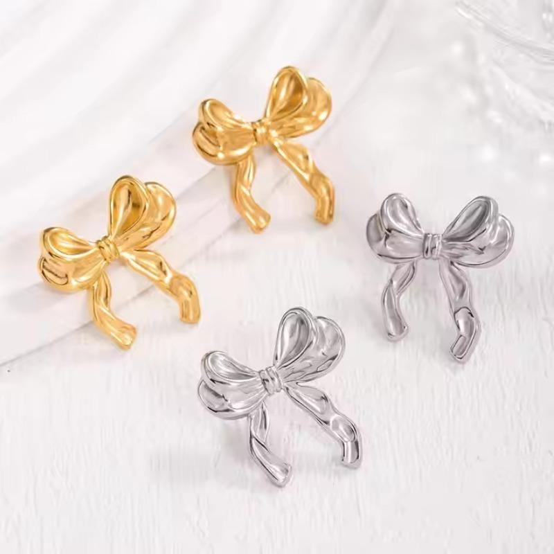 Vintage Metal Bowknot Earrings For Women Sweet Elegant Gold Color Women's Stud Earring Party Beautiful Jewelry Holiday Gifts