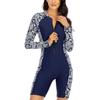 2026 Long-sleeved Zipper One-piece Sunscreen One-piece Swimsuit Women's Meat-covering Conservative Wetsuit