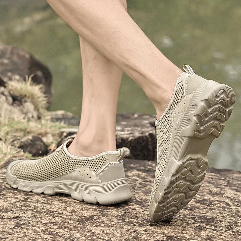 Fashion Men Handmade Casual Loafers Summer Outdoor Shoes Breathable Mesh Shoes Outdoor Non-slip Walking Shoes New Comfortable Sneakers