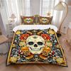 Skull Floral Tapestry Print 3Pcs Bedding Setduvet Cover With 2 Bedropillowcase Home Birthday Gift