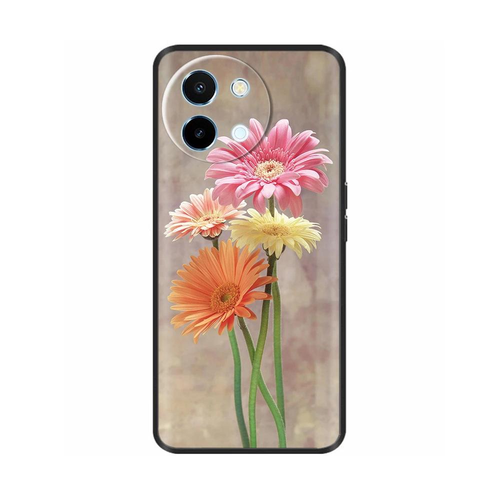 For Vivo Y38 5G Phone Case Cute Fashion Heart Flowers Cases For Vivo Y18 Soft Silicone Bumper Cover For Vivo Y18E Fundas Shells