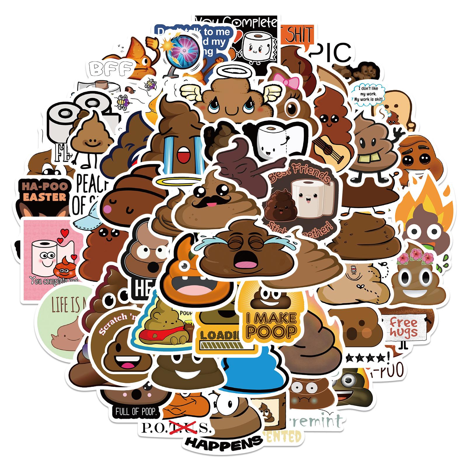 

60 Cartoon Spoof Poop Expression Stickers Can Decorate Suitcase Notebook Waterproof and Not Repeat Stickers