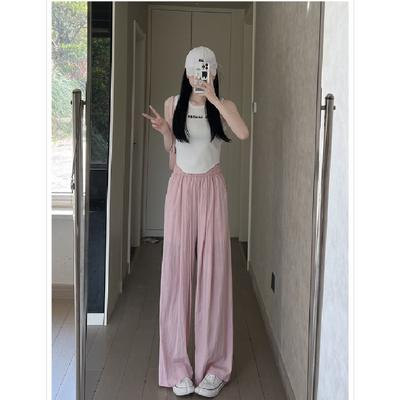 Neue lässige Weitbein-Hose für Damen für Frühling und Sommer, locker und lässig, Dreifach-Zweck-Hose, vielseitig, hoch tailliert, fallend, kleine dünne Hose