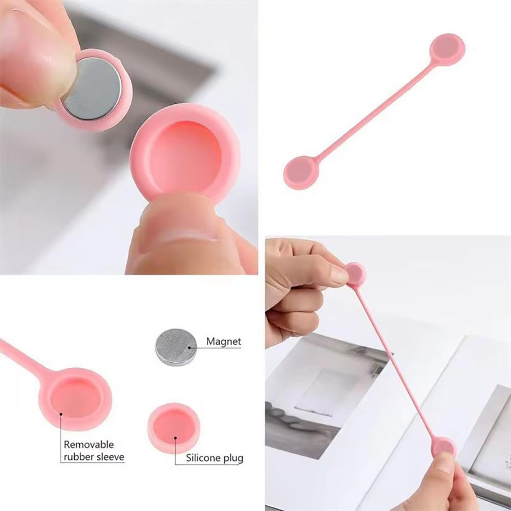 Magnetic Cable Ties Strong Silicone Cord Organizer for Wires Cables Kitchen Fridge Office Reusable Magnetic Straps Book Marker