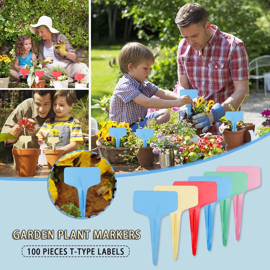 100 Pcs Garden Markers Plant Labels T-Type Plant Tags Outdoor Garden Sign
