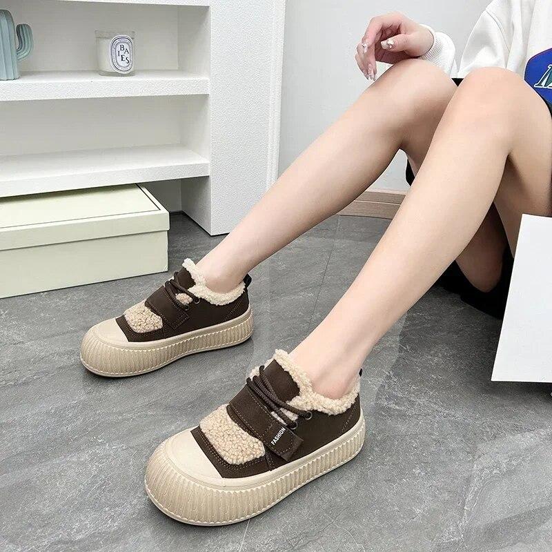 Zimní dámské palformové bavlněné boty Udržují teplo Plus Sametové Nízké tenisky pro ženy Venkovní Ležérní Vycházkové boty Kotníkové boty