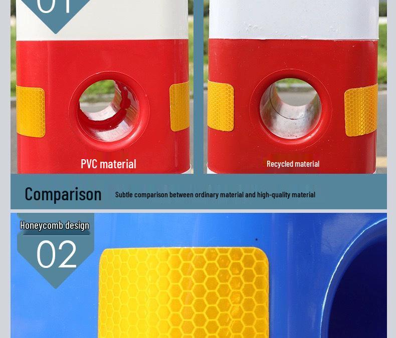 Road Safety Reflective Blue and White Anti-collision Barrel Guardrail Fence