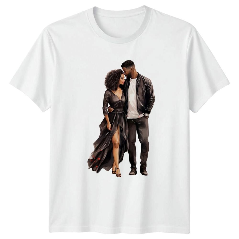 RoUnisextic Couple Illustration Unisex TShirt Graphic Tee S