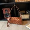 Light Luxury Texture Red Polka Dot Shoulder Bags Women's New Trend PU Leather Zippers Underarm Bag Simple Vintage Lady Handbags