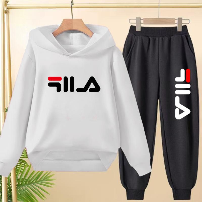 Children's Pullover Pink Coat Hoodie Sweatshirt Top + Pants Boys Girls Toddler 3-12Yrs Clothes Casual Sports Jogging Fashion Set
