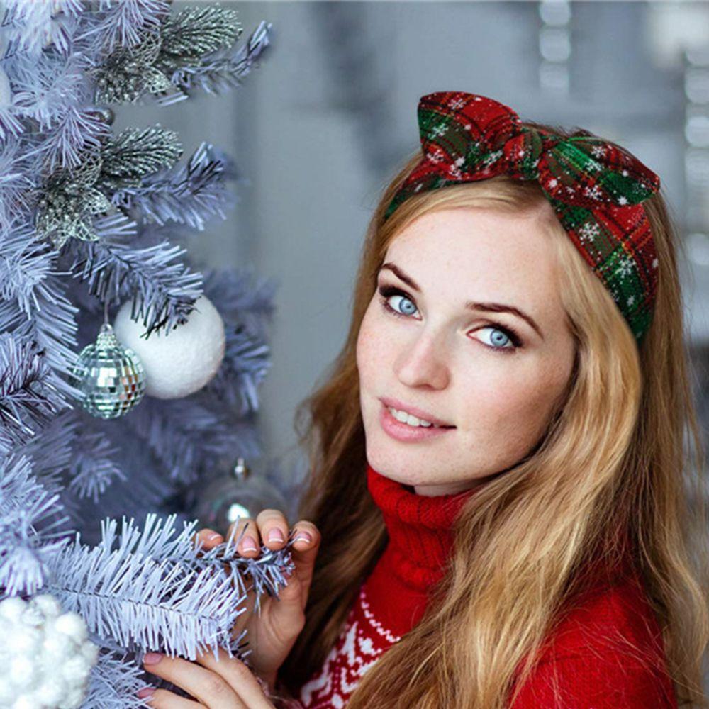 Decorations Navidad Decor Bowknot Snowflake Xmas Garland Christmas Grid Headband New Year Gift