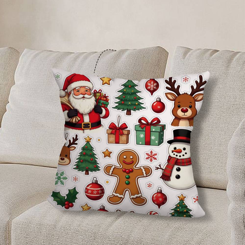 Christmas G-gingerbread Art Pillow Case Sofa Living Room Bedroom Headboard Backrest Cushion Square Cushion Nap Time