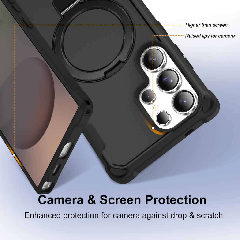 For Samsung Galaxy S25 Ultra Case Compatible with MagSafe Kickstand TPU+PC Shockproof Phone Back Cover