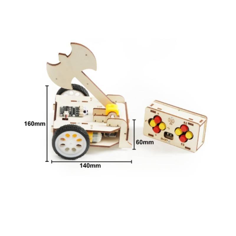 Assembled Remote Wooden Controlled Combat Vehicle With Big Axe Children Toy Set