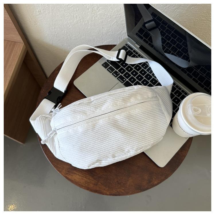 Corduroy Women Waist Bag Canvas Student Shoulder Crossbody Chest Bag  Fanny Pack Fashion Phone Banana Female Bum Belt Bags