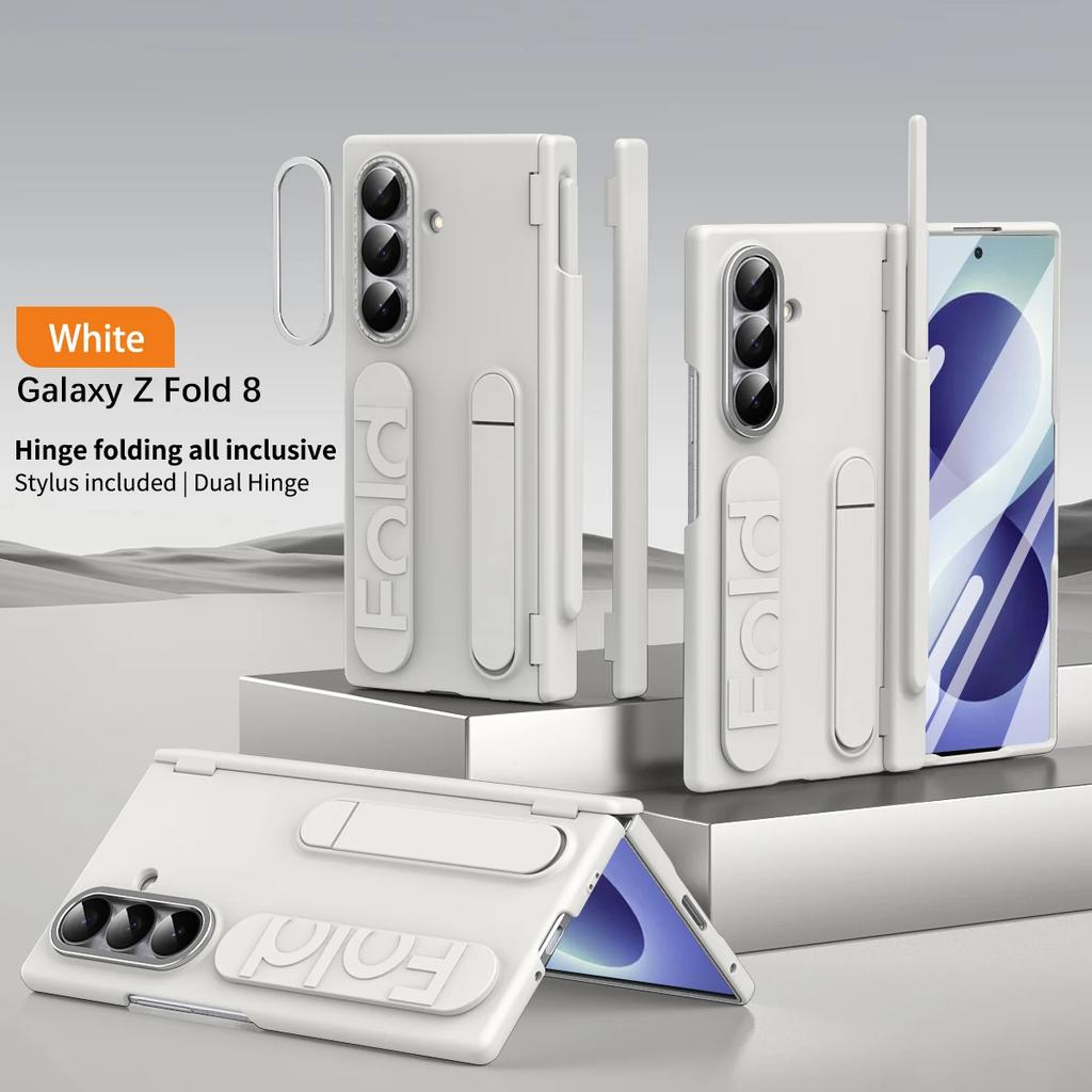 Wristband Holder Hinge Phone Case For Samsung Galaxy Z Fold 8ultra 7 With Pen Slot & S Pen Screen Protector Film Protect Cover