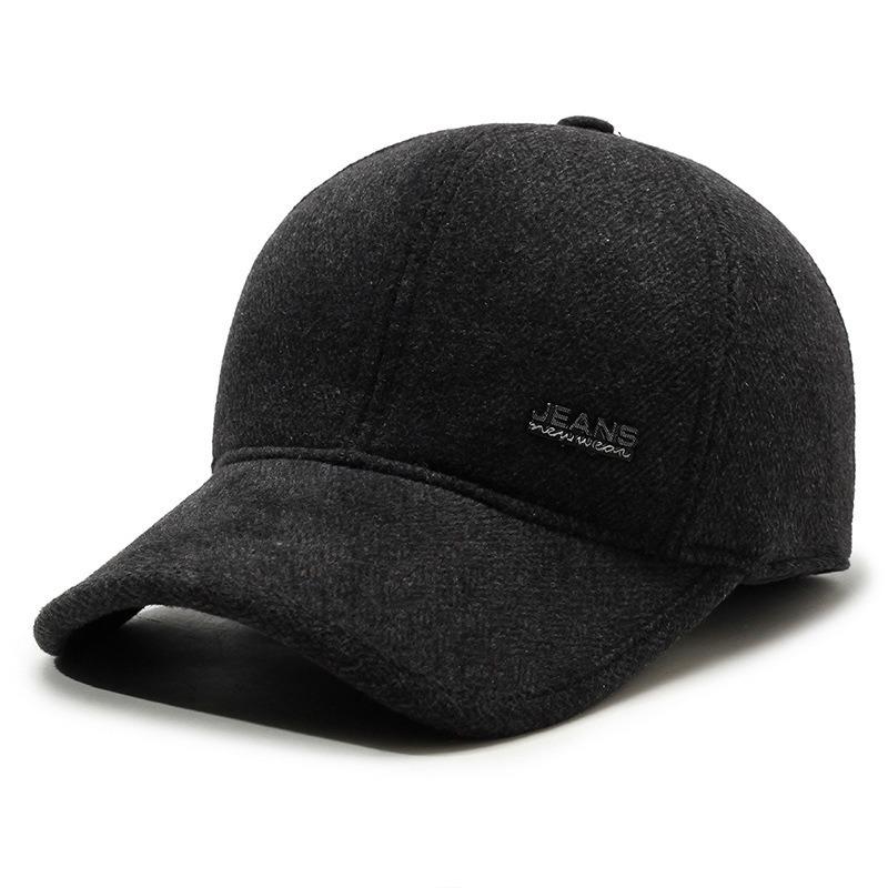 

2025 Windproof Wool Felt Cotton Cap with Ear Protection for Middle-Aged and Elderly One size (56-60cm) чёрный