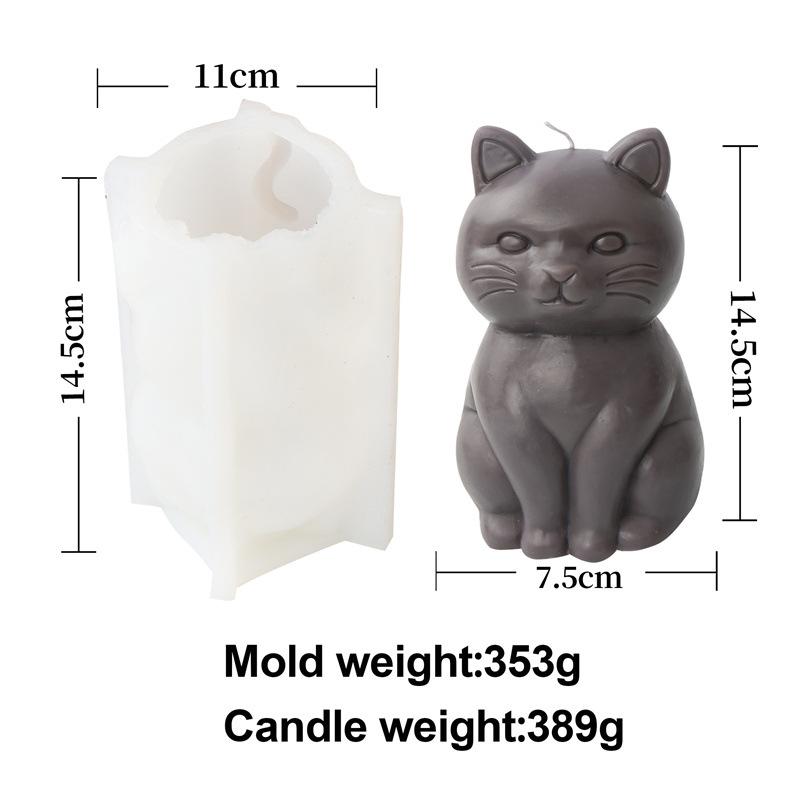 Large Cat Candle mold Teddy Dog Silicone Candle Mold Lovely Animal Pet Gypsum Resin Soap Ice Chocolate Baking Mould Home Decor