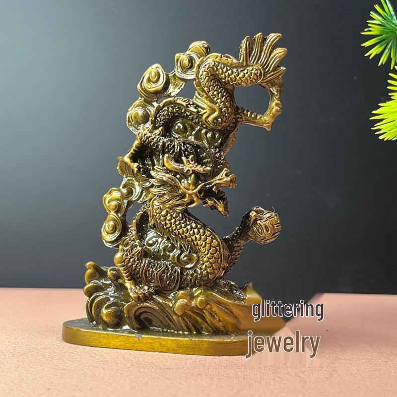 Golden Dragon Feng Shui Ornament: Zodiac Treasure Guardian