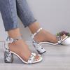 Large size new European and American round head casual flower thick-soled fish mouth thick heel comfortable sandals