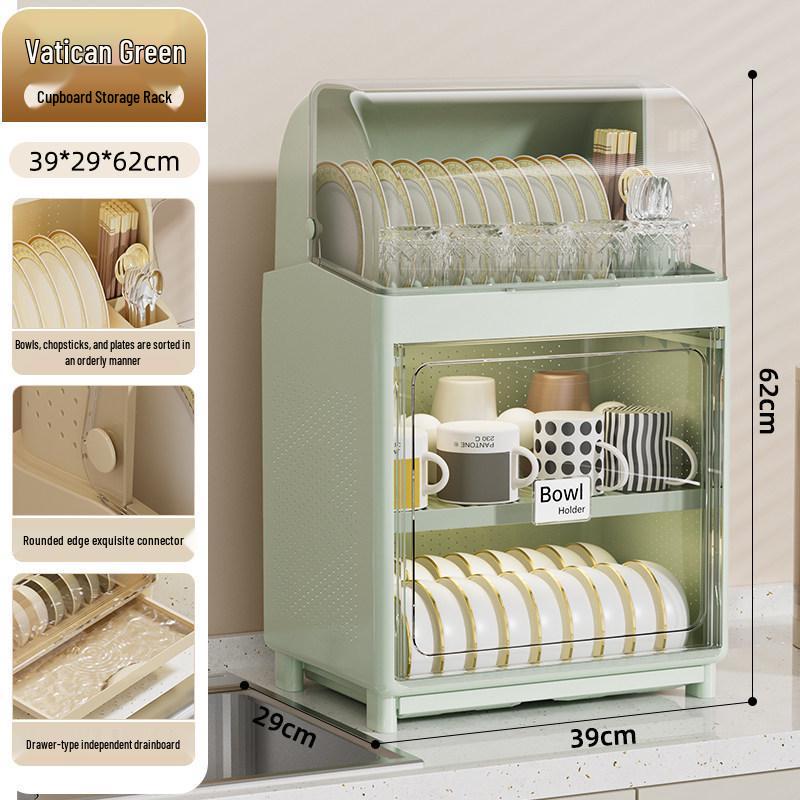Kitchen Bowl & Chopstick Storage Rack with Lid for Tableware and Dish Draining