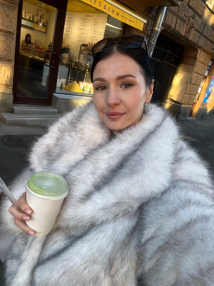 Women's Fluffy Faux Fur Lapel Coat - Casual Fox Fur Jacket