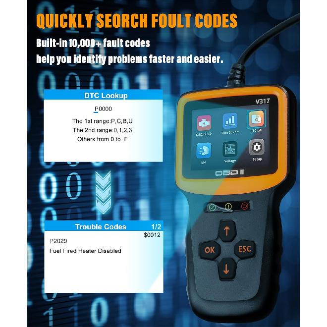 YAKEFLY OBD2 Scanner Diagnostic Tool,Car OBD2 Scanner Code Reader Engine Fault Code Reader Scanner,Vehicle Check Engine Light Scan Tool, Car