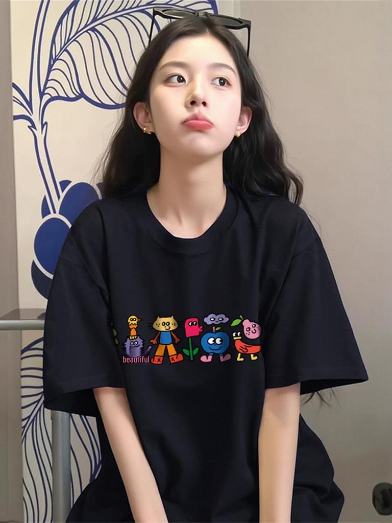 2026 Pure Cotton Short-Sleeve T-Shirt for Women - Loose, Slimming, High-End Summer Style