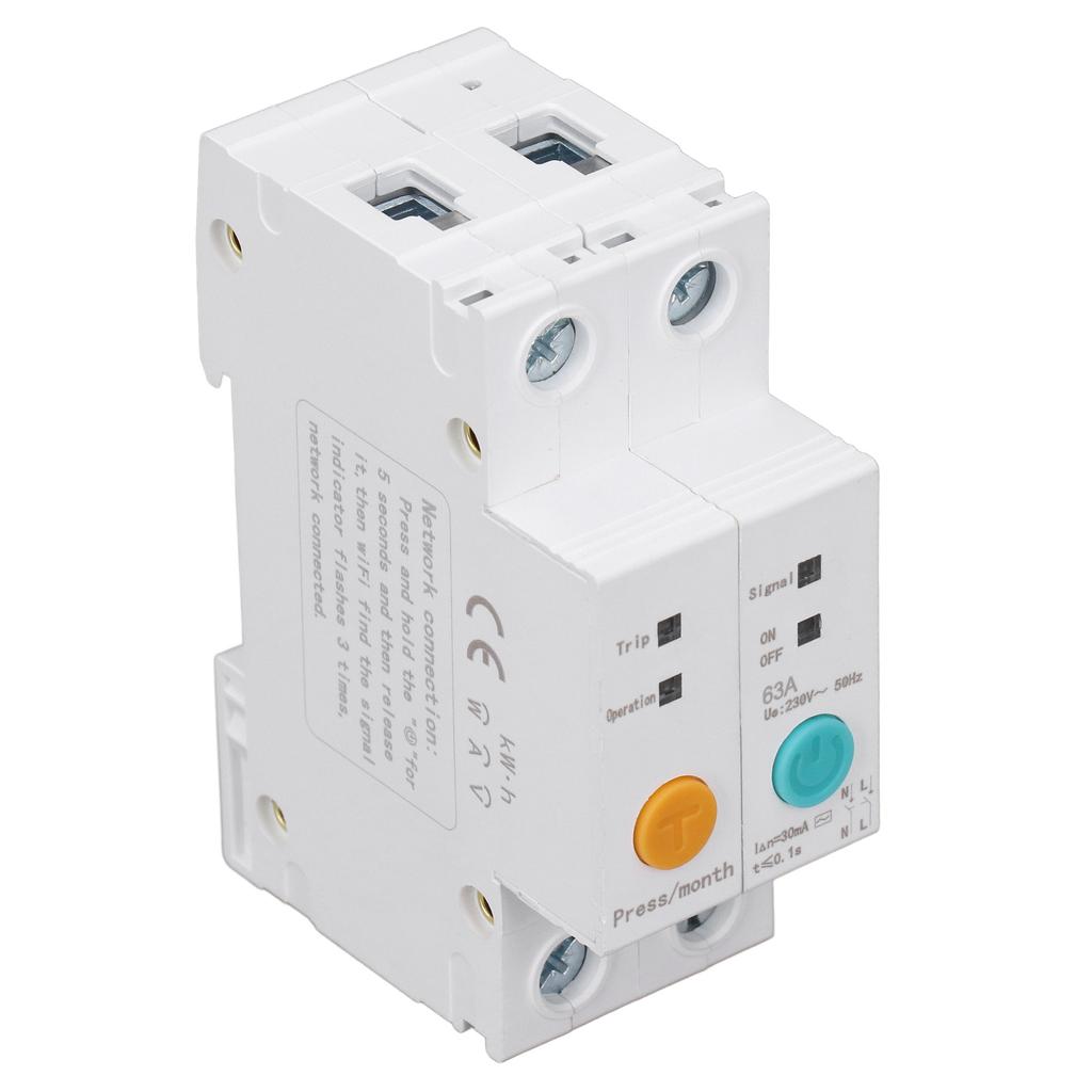 WiFi Smart Circuit Breaker Time Relay Switch Din Rail Mount APP Remote Control Switch 2P AC230V 63A