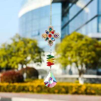 Sun Catcher Artificial Crystal Light Luxury Hanging Crochet Rhinestone Starburst Cross Heart Piece Pendant Ornament, Home Decor,