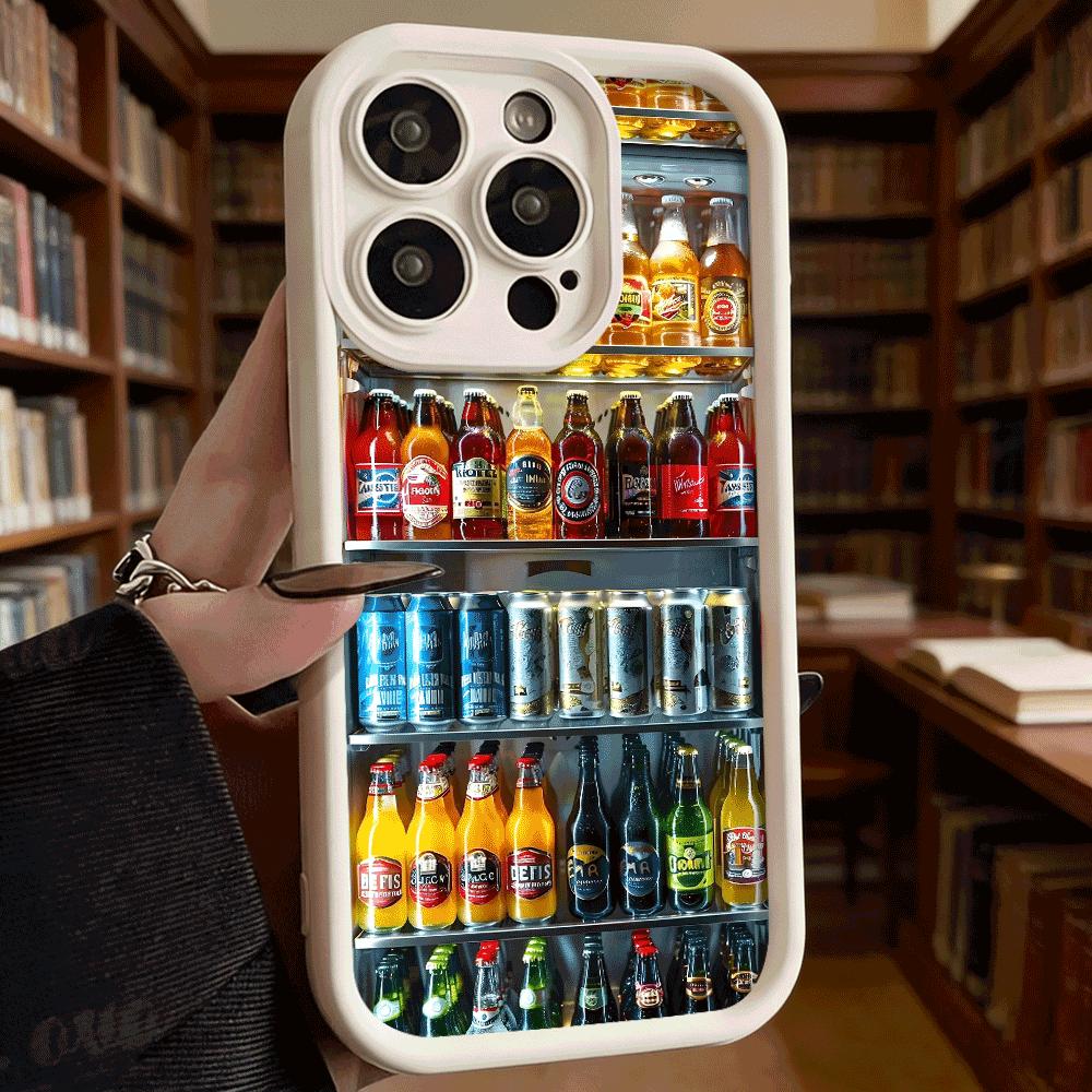 Fridge Full of Beer Bottles Soft TPU Phone Case for iPhone 17 16 15 14 13 12 11 Pro Max Plus Shockproof Anti-Slip Cover