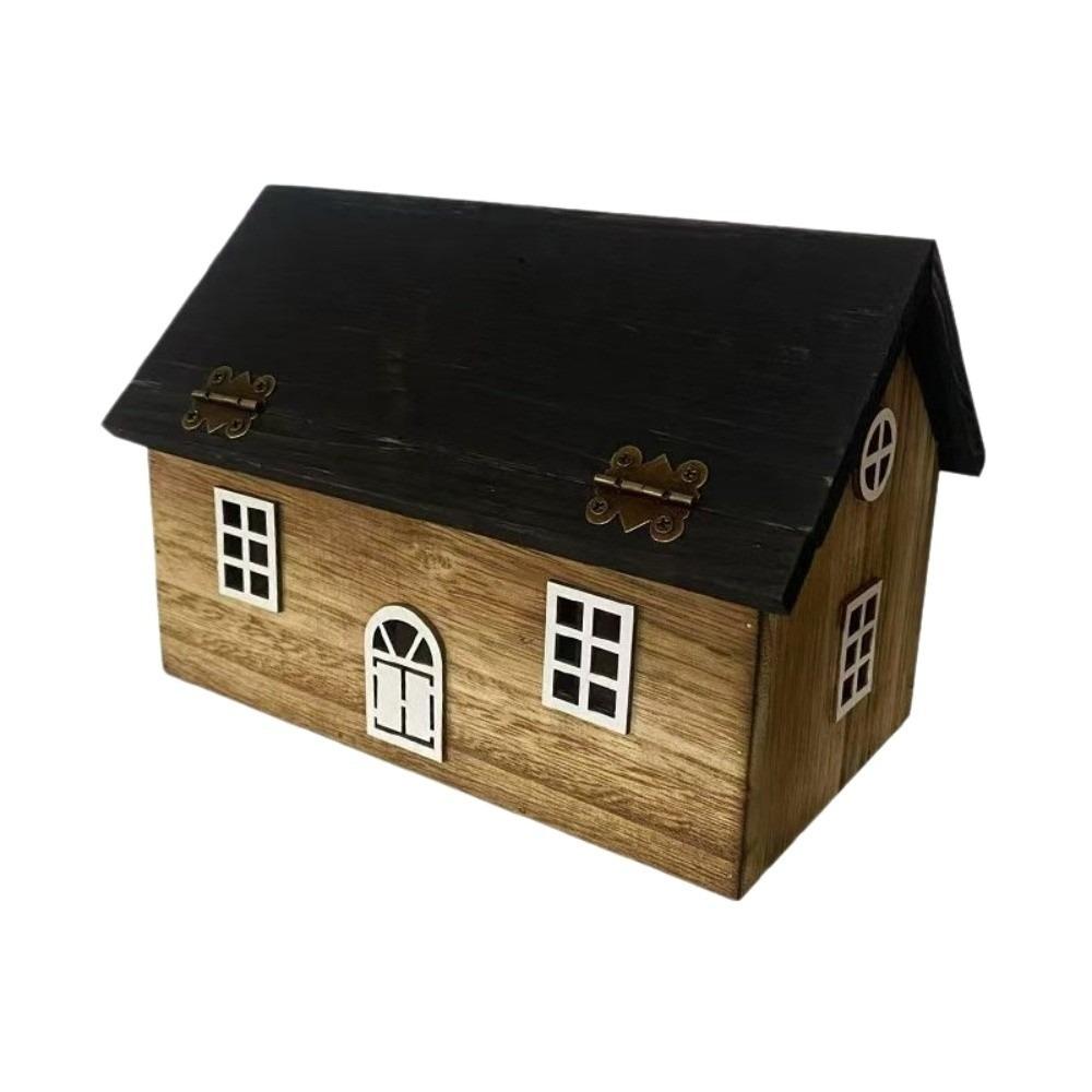 

Retro Wooden House Tissue Box Handmade Waterproof Solid Wood Paper Box Simple Decorative Storage Box Home Decoration белый