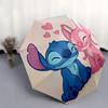 Stitch,Angel Automatic Folding Umbrella   Simple 8 Rib Design, Bright Cartoon Pattern, Durable Iron Frame, Suitable For Travel, Outdoor, Bea
