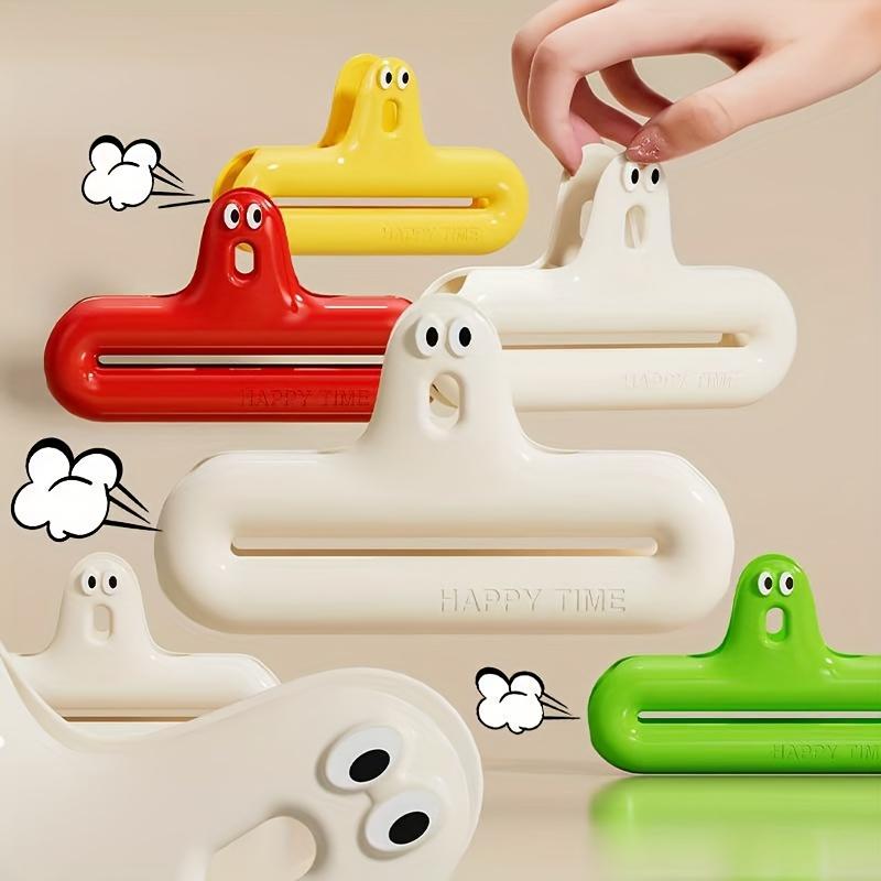 

4pcs Cartoon Caterpillar Food Sealing Clips - Durable Plastic Snack Storage Bags with Freshness Seal Ideal for Chips and Other Snacks,