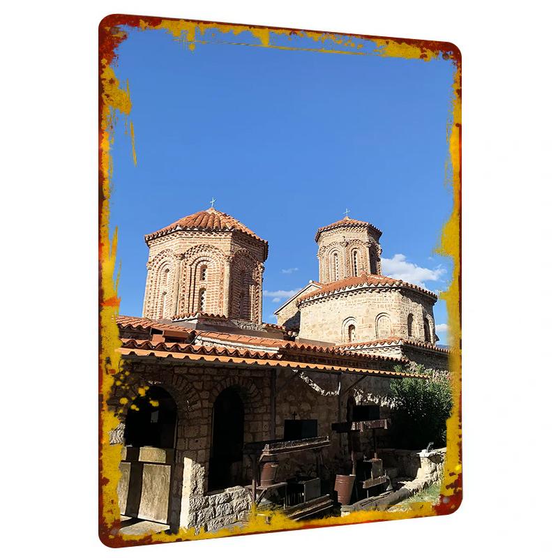 

Vintage European Church Dome Architecture Metal Wall Art Decorative Painting for Living Room 20x30cm（7.8x11.8inch）