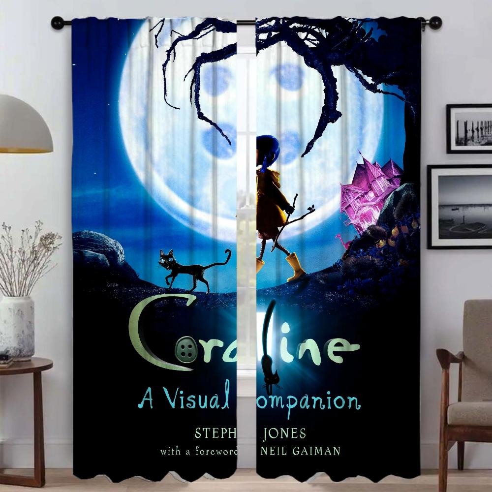 Partition Coralines Blackout Curtain for Room 2 Panel Anti-mosquito Curtains for Camera Shades Halloween Decoration Living Child