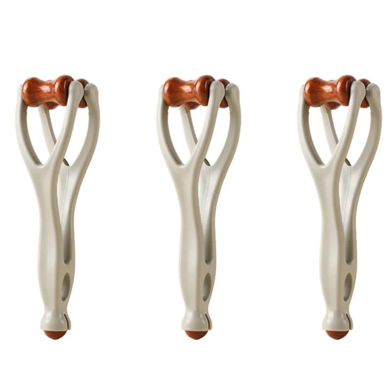 3PCS Solid Wood Finger Massage Roller with 360° Roller Clips Design Fingers Massager Acupressure Sticks for Hand Meridian Relief