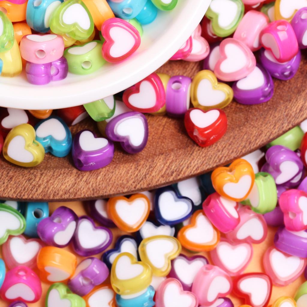 500g/pack Jewellery Making 4*8mm Heart Loose Beads Acrylic Pendant Fashion DIY Accessories Necklace Bracelet Handing Craft Earring Keychain